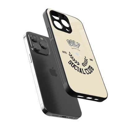 Golf Social Club sleek iphone 13 pro cover with tempered glass back and TPU edges