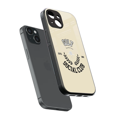 Golf Social Club sleek iphone 15 cover with tempered glass back and TPU edges