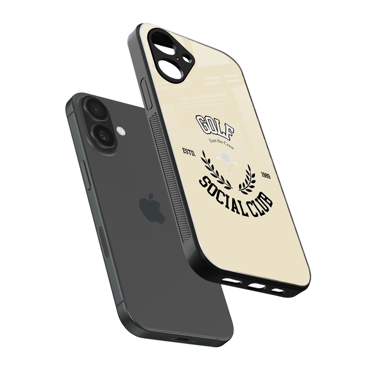 Golf Social Club sleek iPhone 16 cover with tempered glass back and TPU edges
