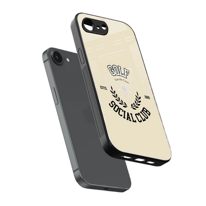 Golf Social Club sleek iphone 16e cover with tempered glass back and TPU edges