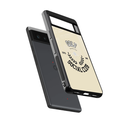 Golf Social Club sleek google pixel 6a cover with tempered glass back and TPU edges
