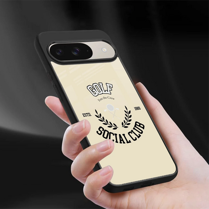 Golf Social Club sleek google pixel 9 cover with tempered glass back and TPU edges