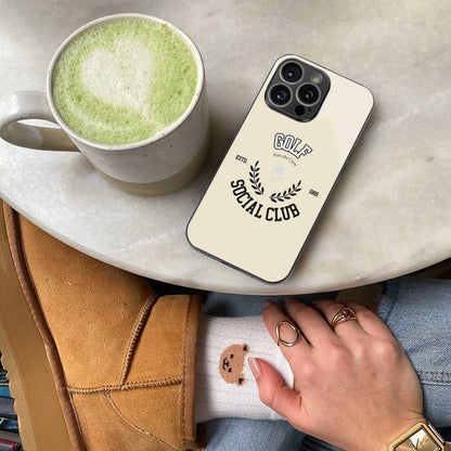 Golf Social Club luxury glass phone case for iPhone 16 | scratch and drop resistant