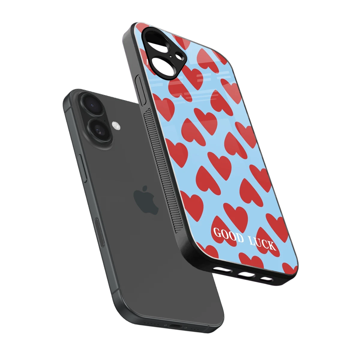 Good Luck sleek iPhone 16 cover with tempered glass back and TPU edges