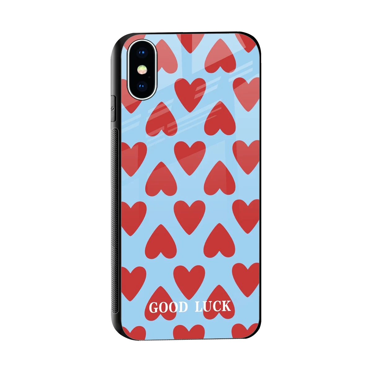Good Luck sleek iphone x cover with tempered glass back and TPU edges