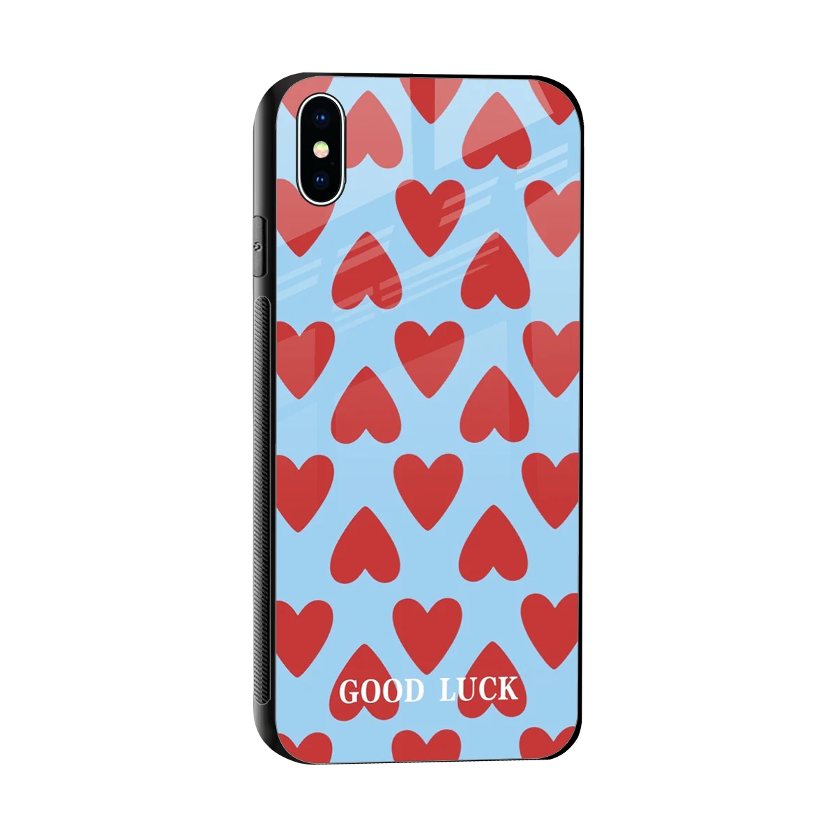 Good Luck sleek iphone xs max cover with tempered glass back and TPU edges