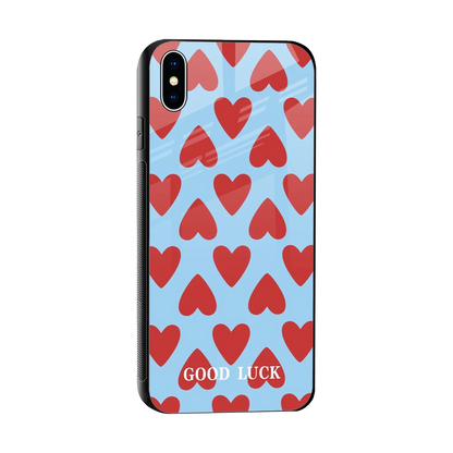 Good Luck sleek iphone xs max cover with tempered glass back and TPU edges