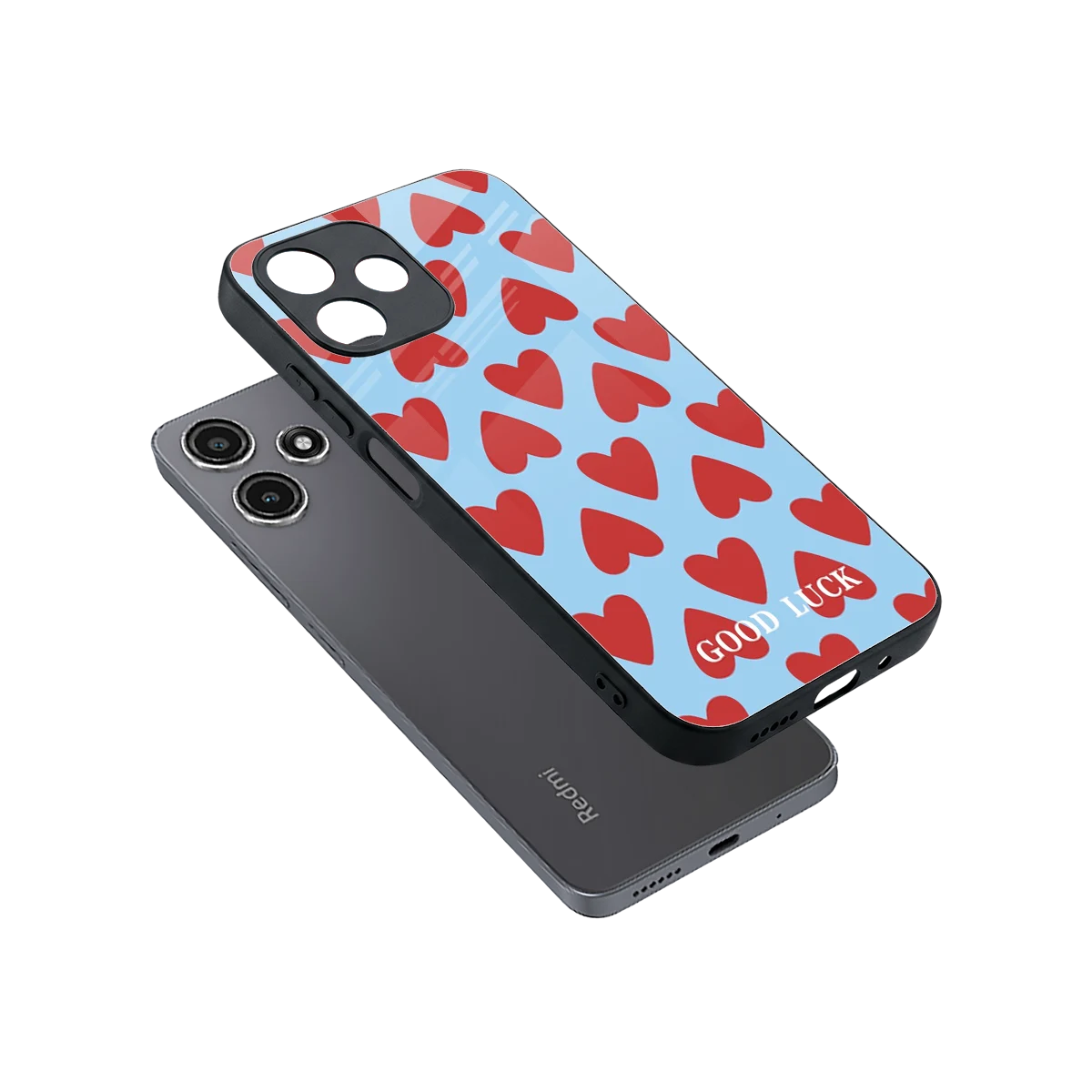 Good Luck sleek redmi 12 5g cover with tempered glass back and TPU edges