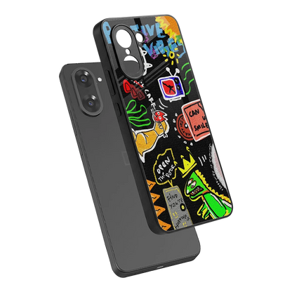Graffiti sleek oneplus nord ce5 5g cover with tempered glass back and TPU edges