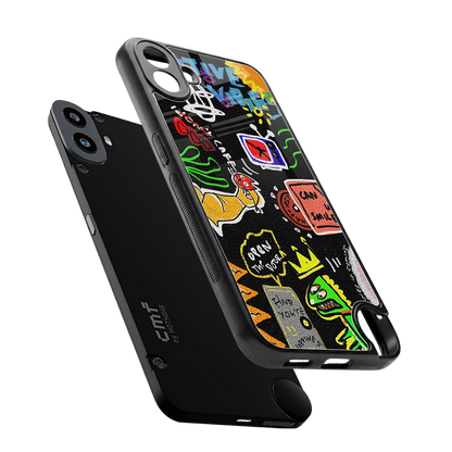 Graffiti sleek cmf nothing phone 1 cover with tempered glass back and TPU edges