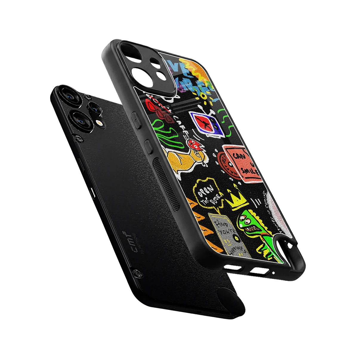 Graffiti sleek cmf nothing phone 2 pro cover with tempered glass back and TPU edges