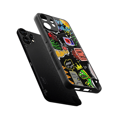 Graffiti sleek cmf nothing phone 2 pro cover with tempered glass back and TPU edges