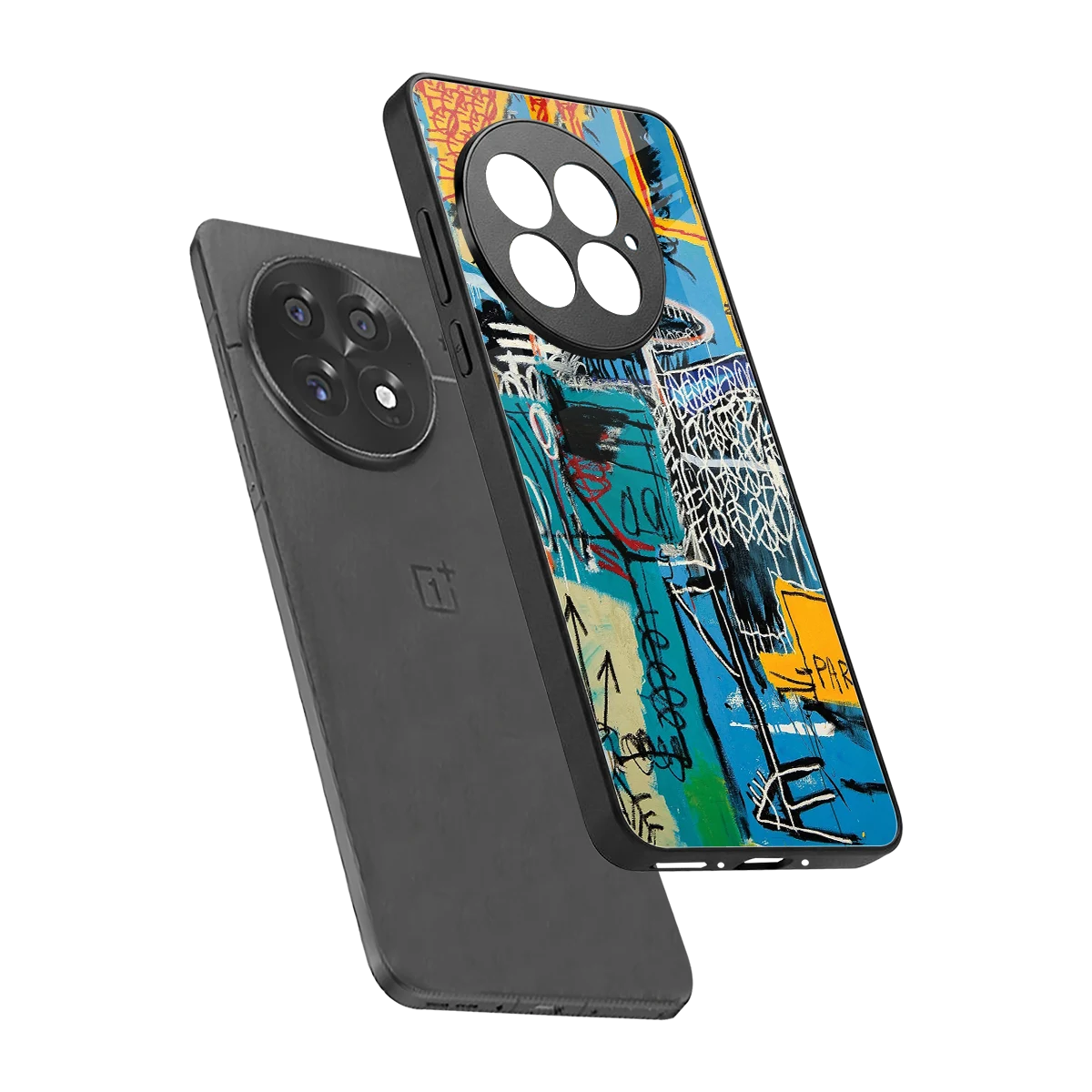 Graffiti Glow sleek oneplus 13 cover with tempered glass back and TPU edges