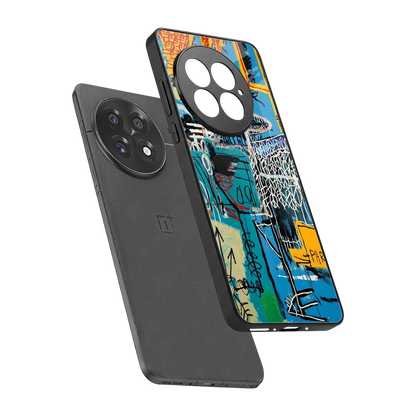 Graffiti Glow sleek oneplus 13 cover with tempered glass back and TPU edges