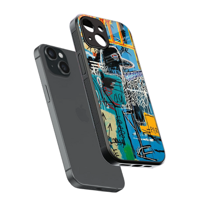 Graffiti Glow sleek iphone 13 mini cover with tempered glass back and TPU edges