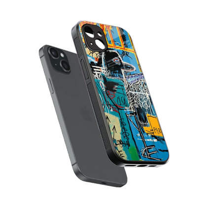 Graffiti Glow sleek iphone 14 plus cover with tempered glass back and TPU edges