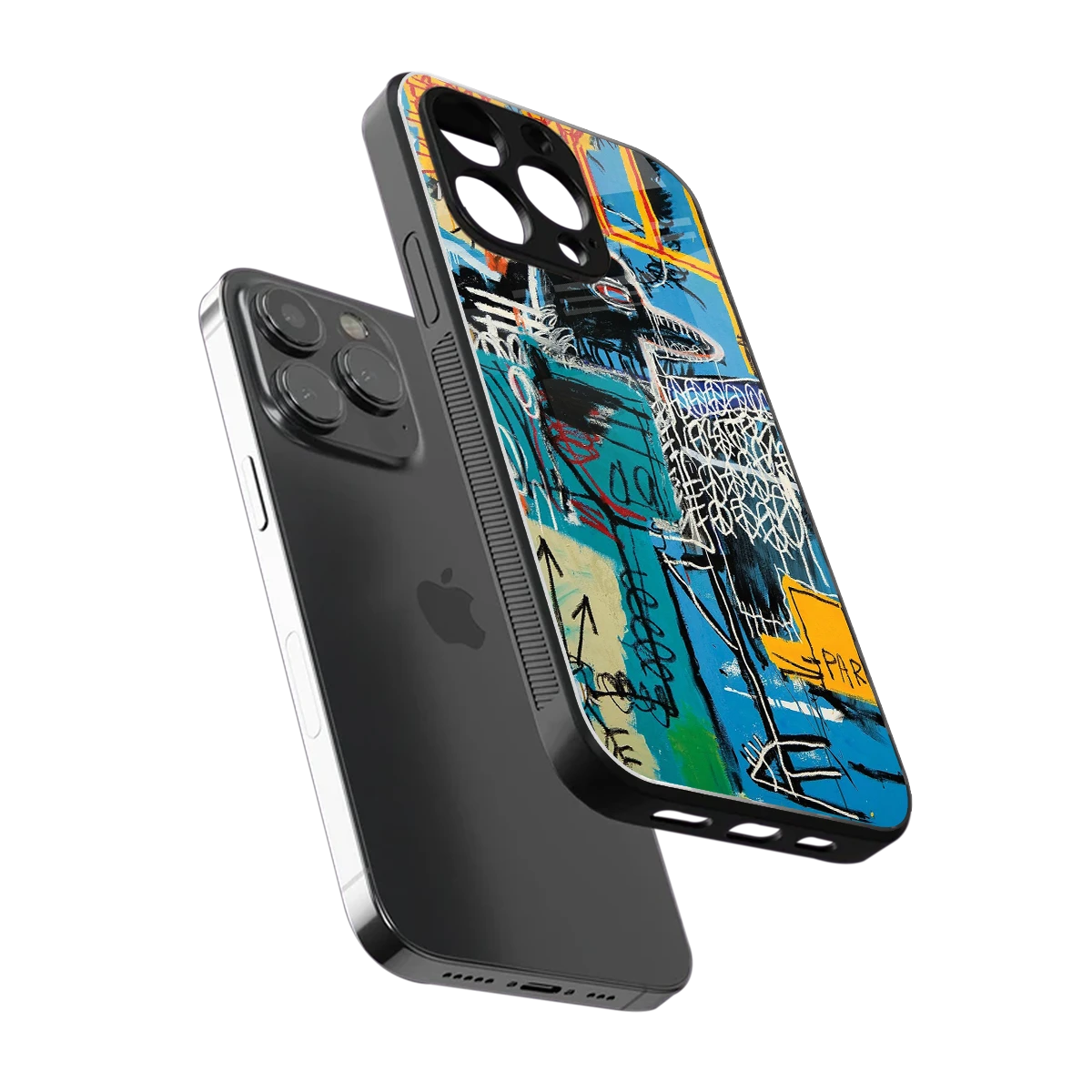 Graffiti Glow sleek iphone 15 pro max cover with tempered glass back and TPU edges