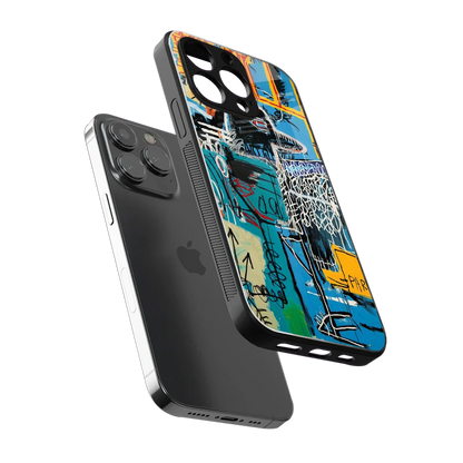 Graffiti Glow sleek iphone 15 pro max cover with tempered glass back and TPU edges