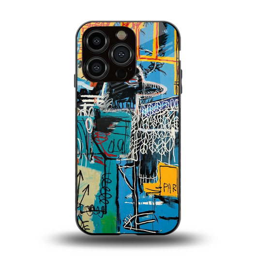 Graffiti Glow back phone cover | glass case for iphone 15 pro
