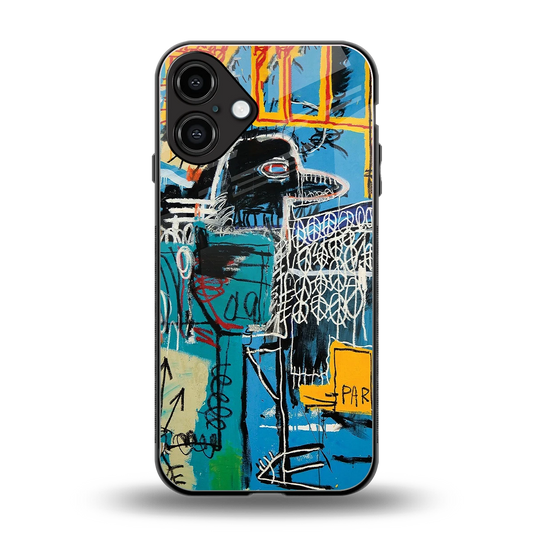 Graffiti Glow back phone cover | glass case for iphone 16 plus