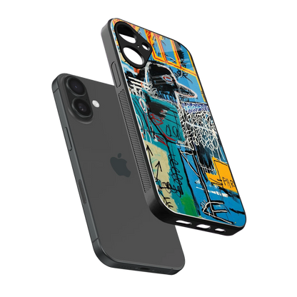 Graffiti Glow sleek iphone 16 plus cover with tempered glass back and TPU edges