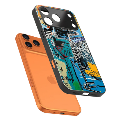 Graffiti Glow sleek iphone 17 pro cover with tempered glass back and TPU edges