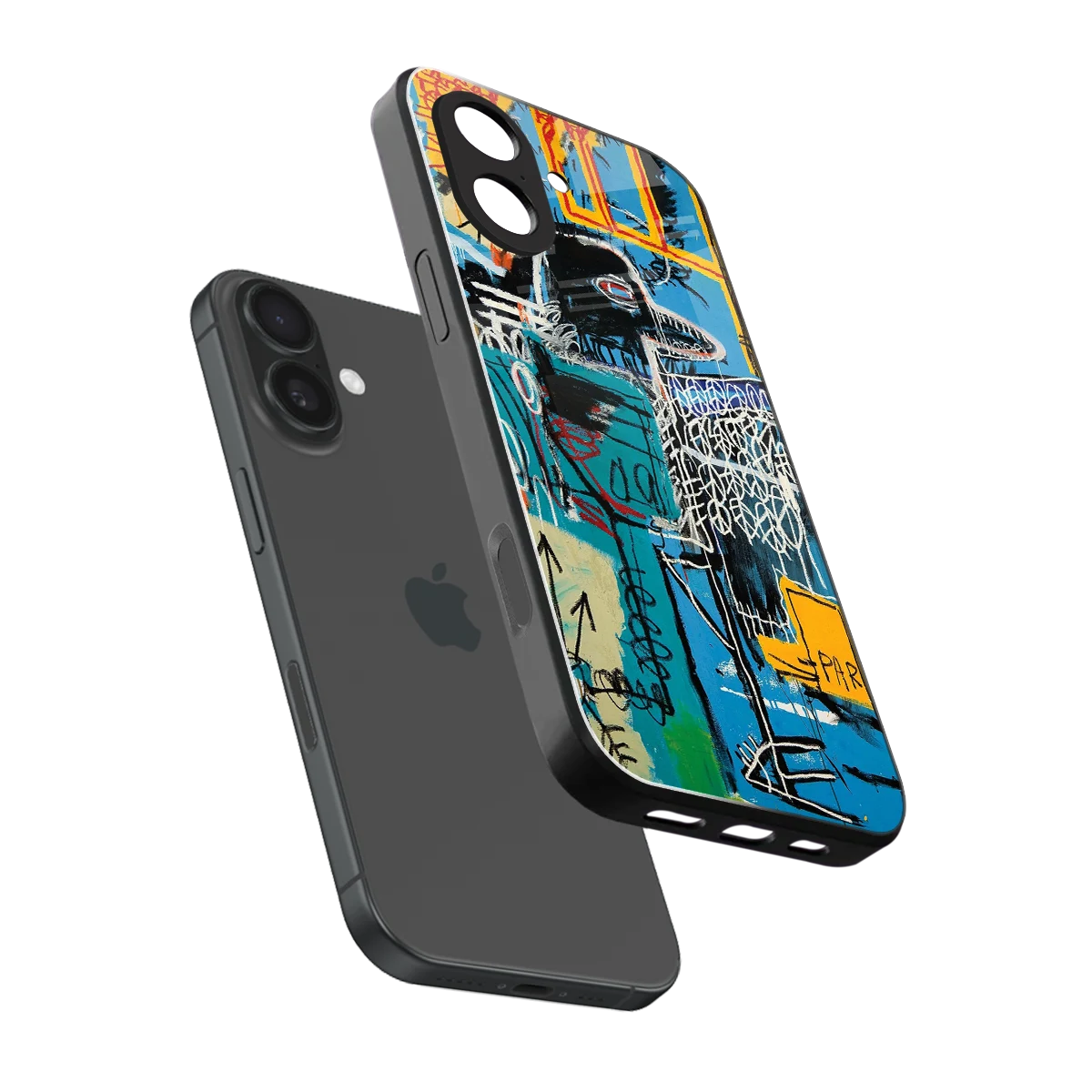 Graffiti Glow sleek iphone 17 cover with tempered glass back and TPU edges