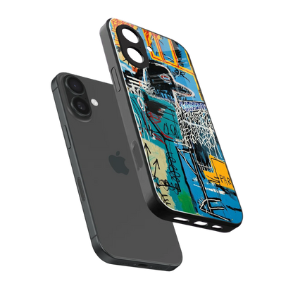 Graffiti Glow sleek iphone 17 cover with tempered glass back and TPU edges