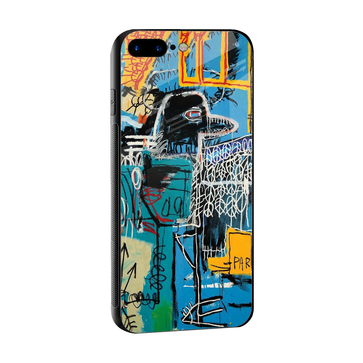 Graffiti Glow sleek iphone 8 plus cover with tempered glass back and TPU edges