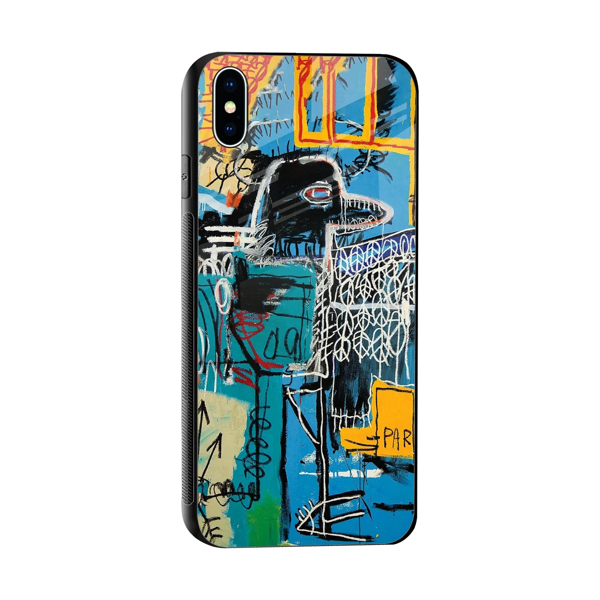 Graffiti Glow sleek iphone xs max cover with tempered glass back and TPU edges