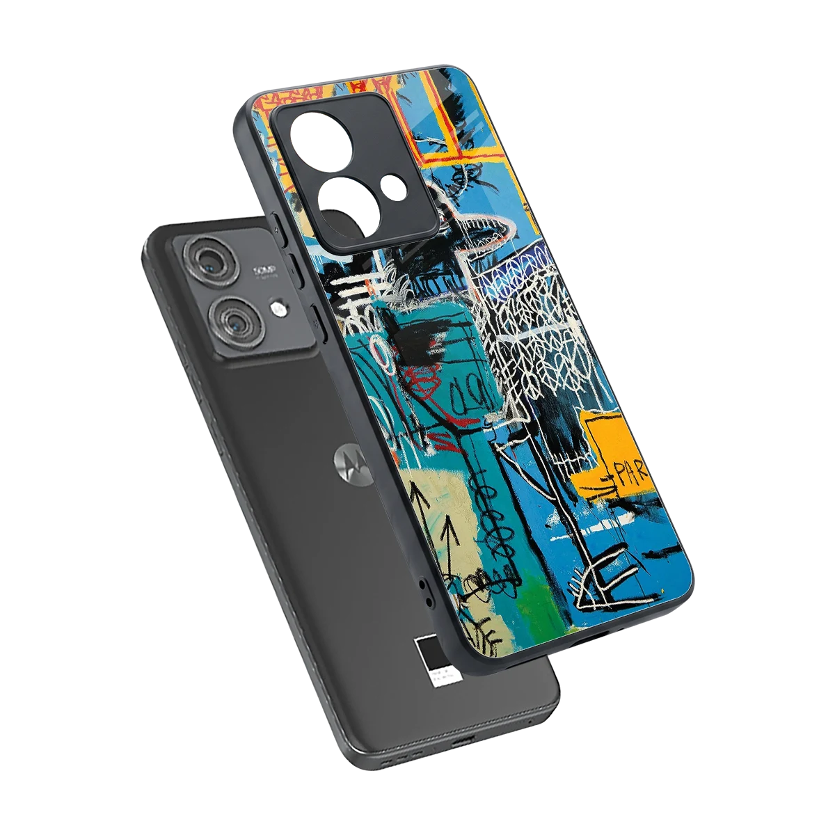 Graffiti Glow sleek motorola edge 40 neo 5g cover with tempered glass back and TPU edges