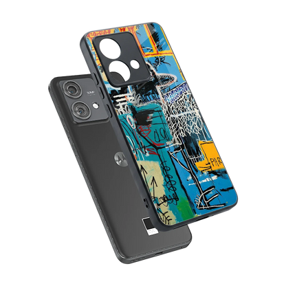 Graffiti Glow sleek motorola edge 40 neo 5g cover with tempered glass back and TPU edges