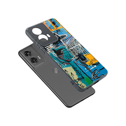 Graffiti Glow sleek motorola edge 50 fusion cover with tempered glass back and TPU edges