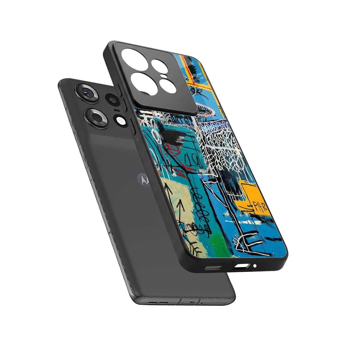 Graffiti Glow sleek motorola edge 50 pro cover with tempered glass back and TPU edges