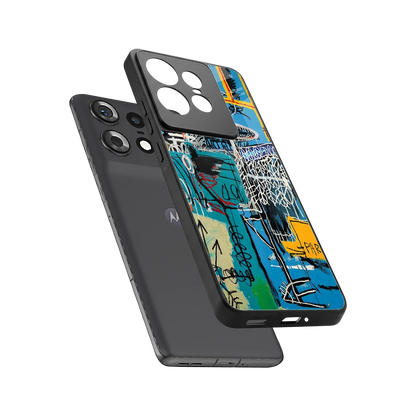 Graffiti Glow sleek motorola edge 50 pro cover with tempered glass back and TPU edges