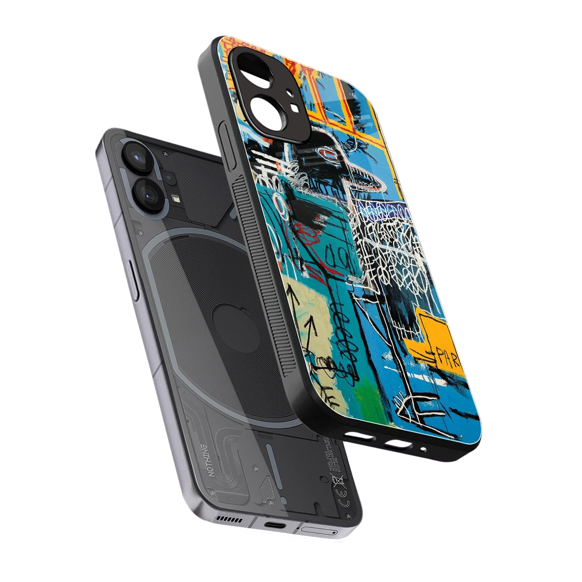 Graffiti Glow sleek nothing phone 1 cover with tempered glass back and TPU edges