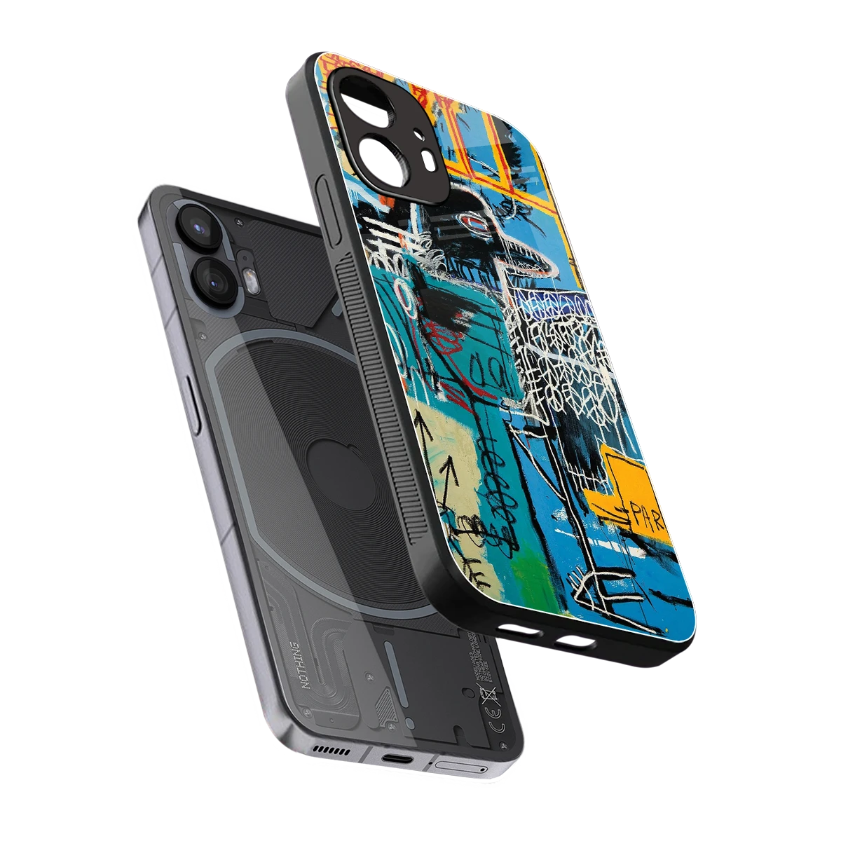 Graffiti Glow sleek nothing phone 2 cover with tempered glass back and TPU edges