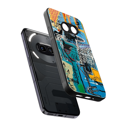 Graffiti Glow sleek nothing phone 2a cover with tempered glass back and TPU edges