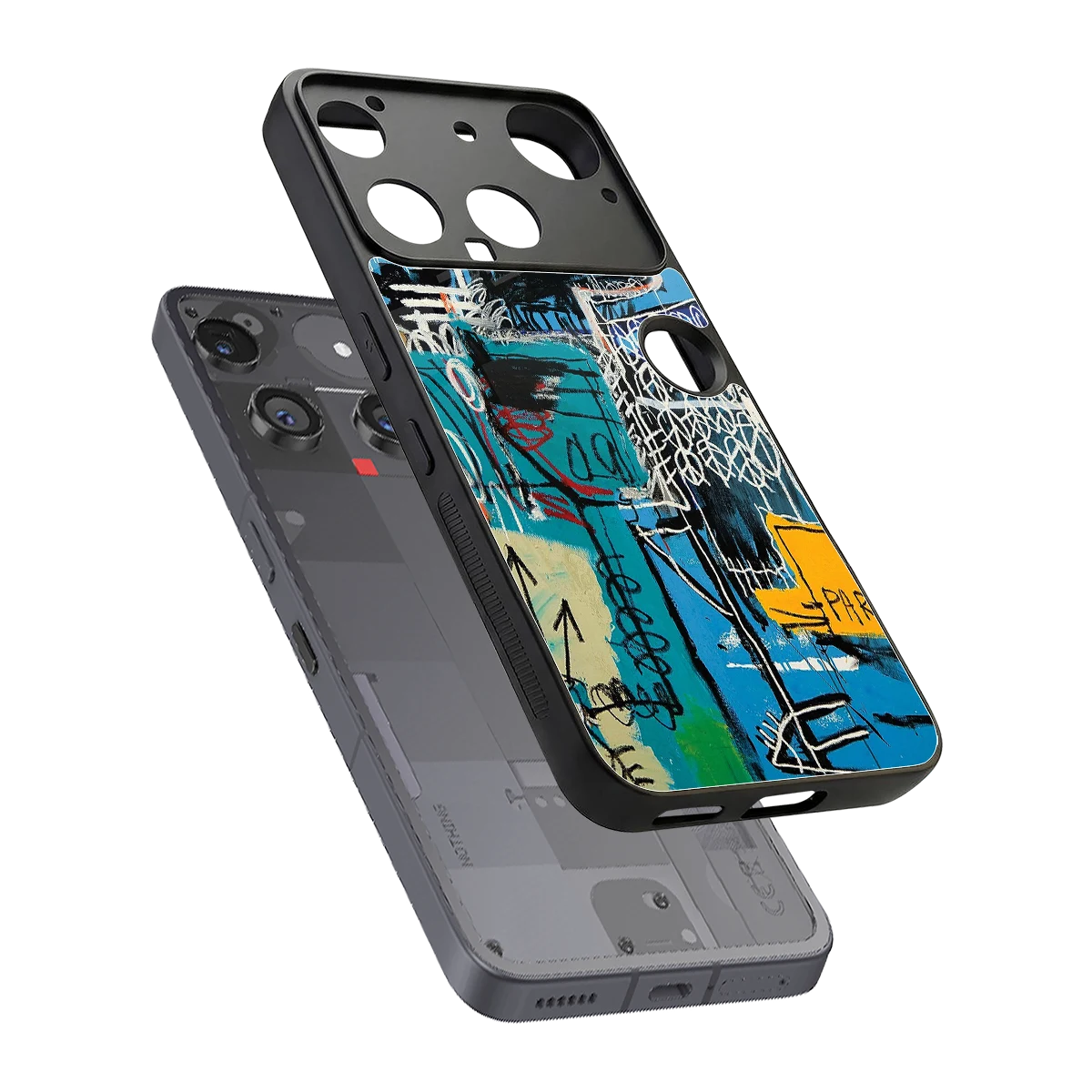 Graffiti Glow sleek nothing phone 3 cover with tempered glass back and TPU edges