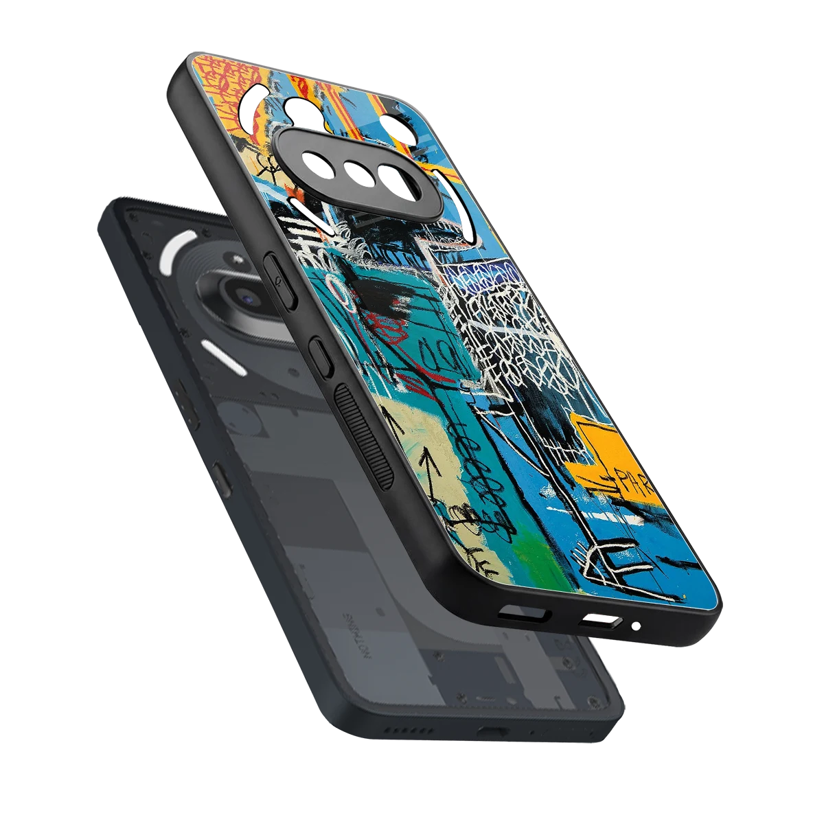 Graffiti Glow sleek nothing phone 3a cover with tempered glass back and TPU edges