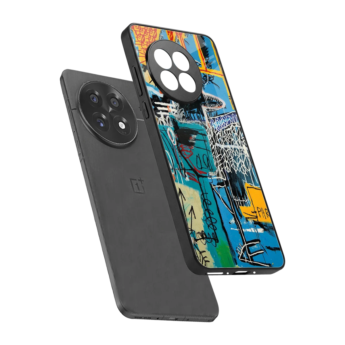 Graffiti Glow sleek oneplus 13r cover with tempered glass back and TPU edges