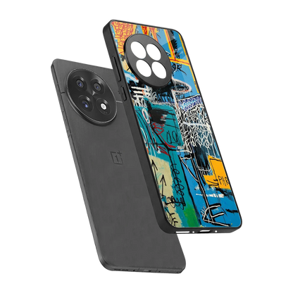 Graffiti Glow sleek oneplus 13r cover with tempered glass back and TPU edges