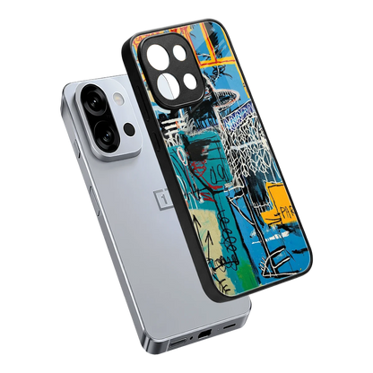 Graffiti Glow sleek oneplus 13s cover with tempered glass back and TPU edges