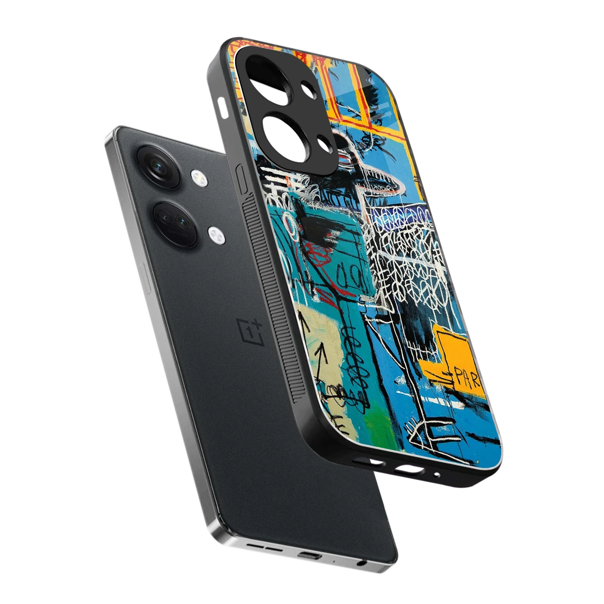 Graffiti Glow sleek oneplus nord 3 cover with tempered glass back and TPU edges
