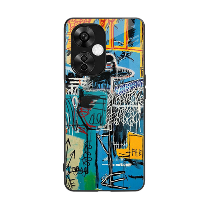 Graffiti Glow back phone cover | glass case for oneplus nord ce 3 lite