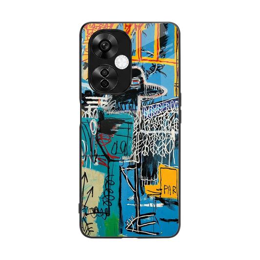 Graffiti Glow back phone cover | glass case for oneplus nord ce 3 lite