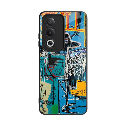 Graffiti Glow back phone cover | glass case for oppo a3 pro