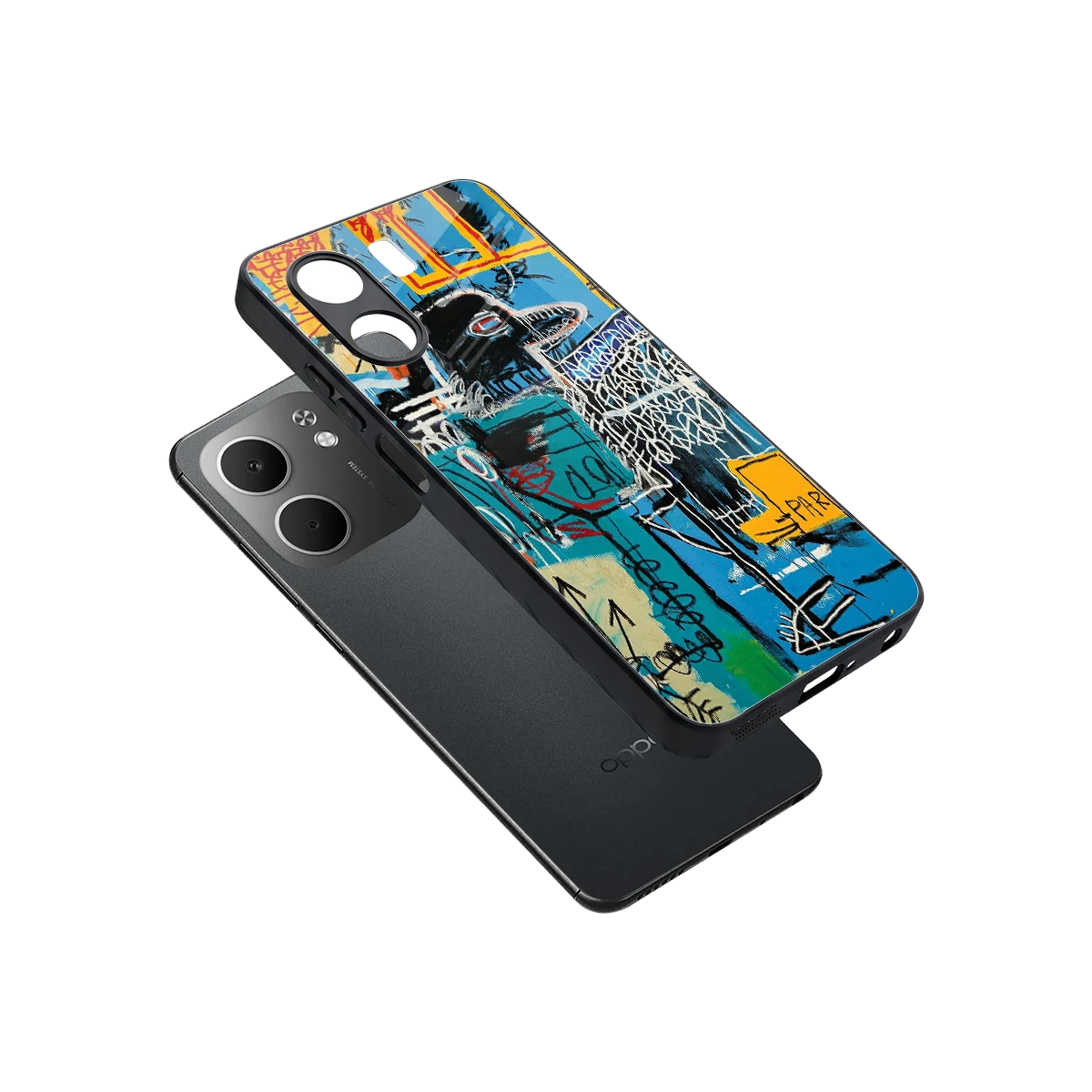 Graffiti Glow sleek oppo a5x 5g cover with tempered glass back and TPU edges
