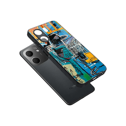 Graffiti Glow sleek oppo a5x 5g cover with tempered glass back and TPU edges