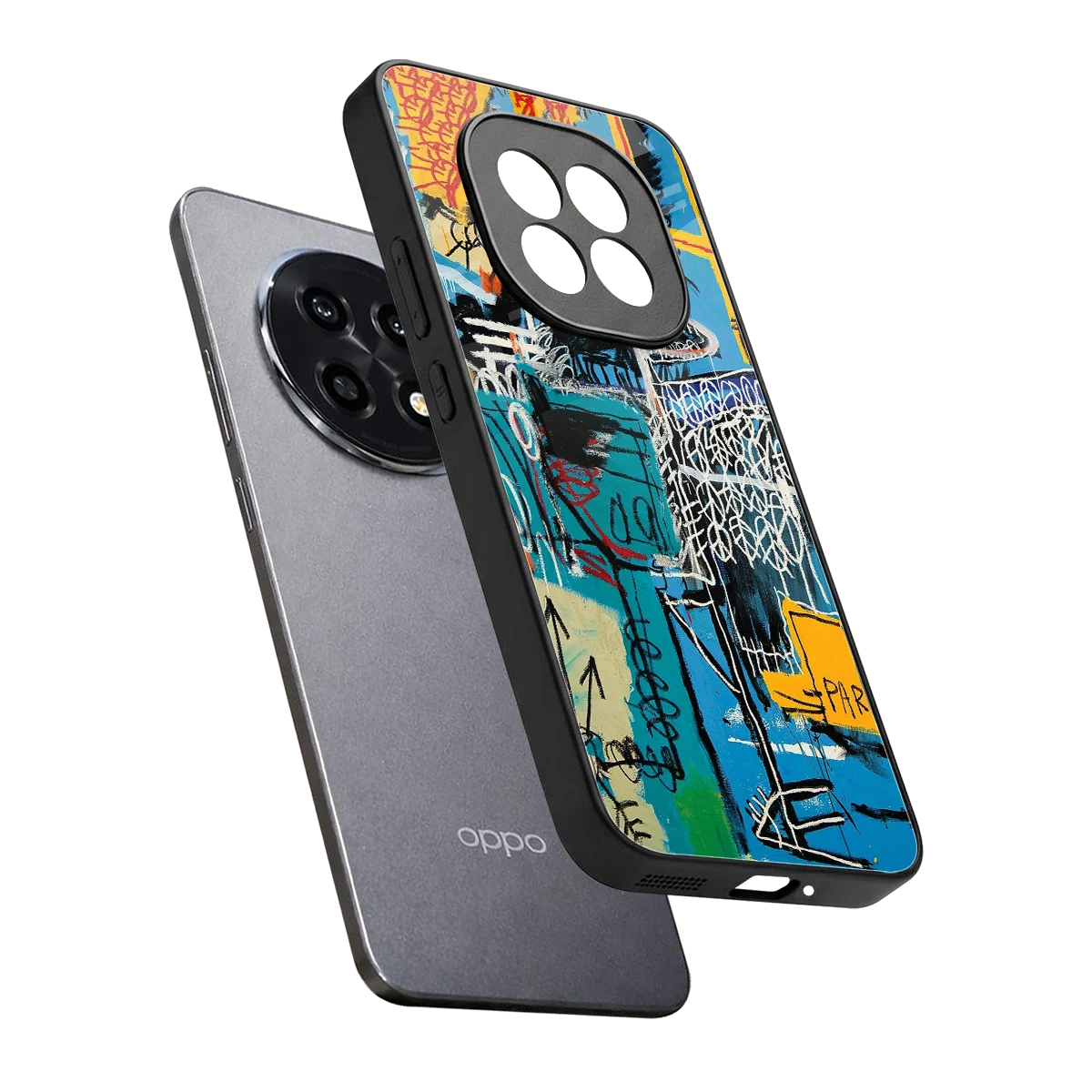 Graffiti Glow sleek oppo f29 pro 5g cover with tempered glass back and TPU edges